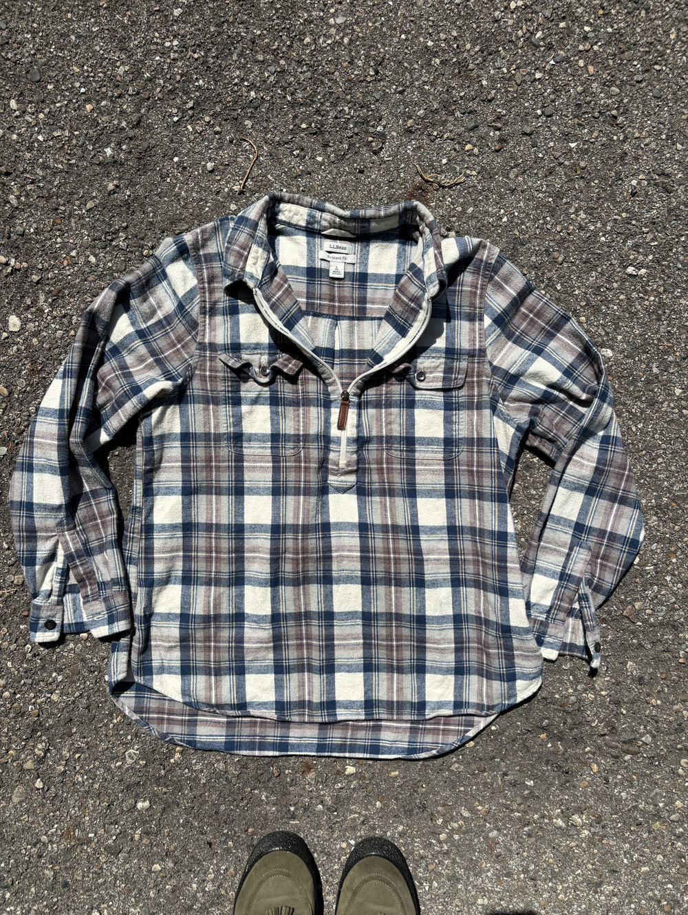 90s L.L.Bean plaid quarter-zip flannel pullover